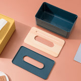 Multifunctional tissue box storage box with wooden lid